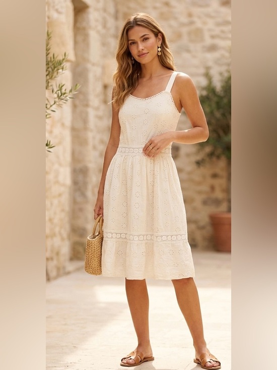 Fiori Di Zucca Dresses & Skirts - Fiori Eyelet Midi Dress – Cream/Ivory
